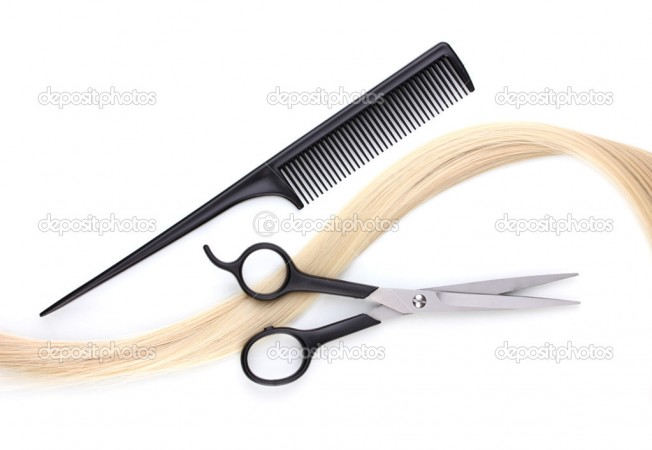 depositphotos 8931322-Shiny-blond-hair-with-hair-cutting-shears-and-comb-isolated-on-white
